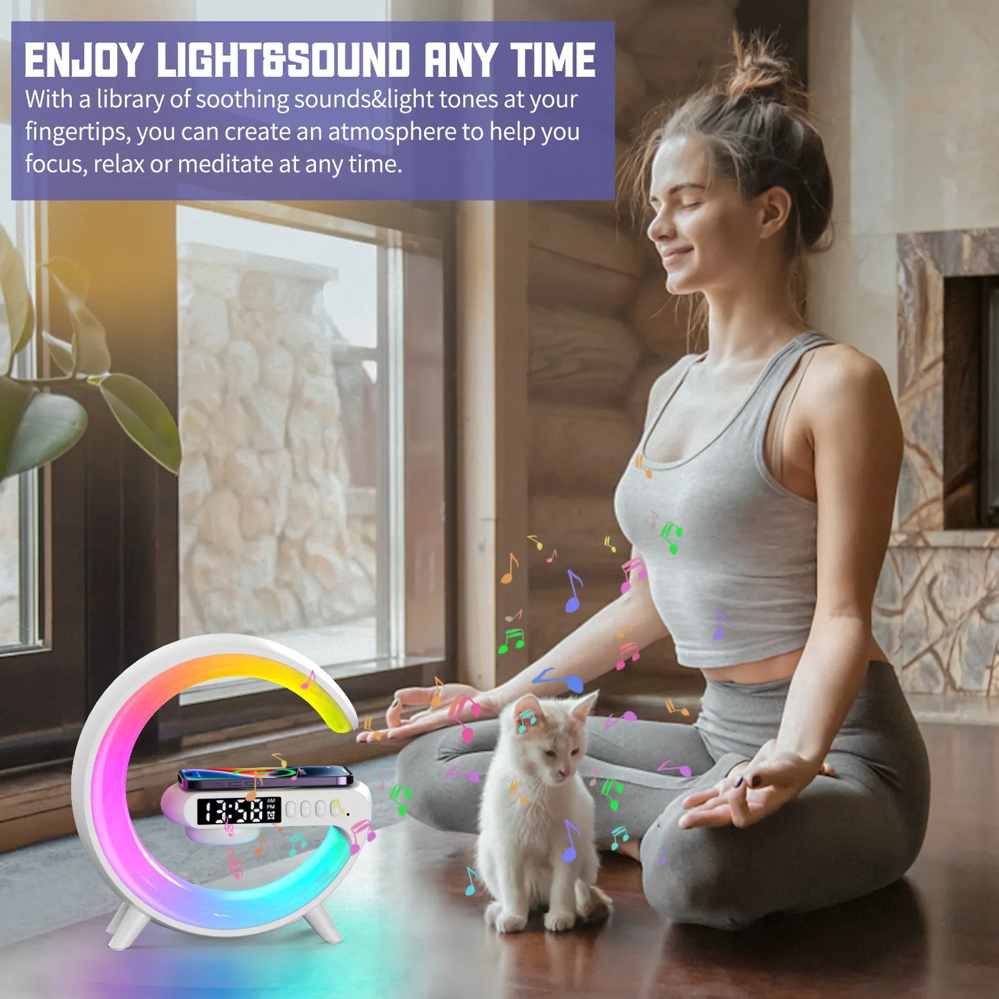 Multifunction Wireless Charger Pad Stand Speaker Night Light (for all phones that support wireless charging)